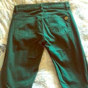 Tory Burch forest green skinny jean